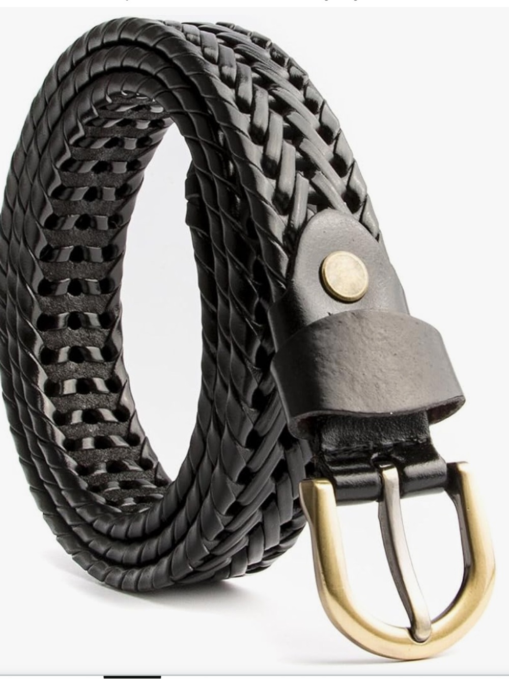 Unisex Braided Leather Belt — Black